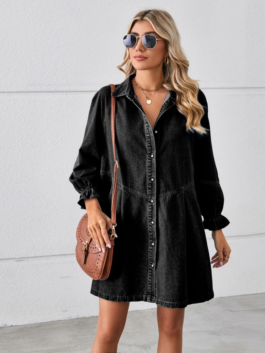 Amara | Denim Dress with Button Front